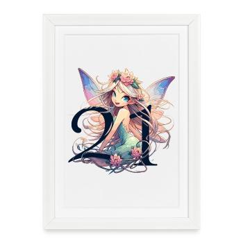 21 Years Fairy Elf Cute Blonde Birthday Gift - Framed poster (27 × 37 cm) - white - Front