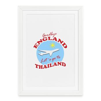 Thaïlande Voyage Adieu Conception d’Avion - Affiche encadrée (27 × 37 cm) - blanc - Devant