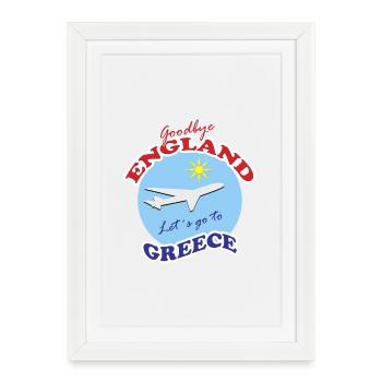 Greece Farewell Airplane Travel Design - Framed poster (27 × 37 cm) - white - Front