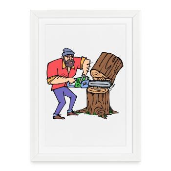 Sciure de bois sciure de bois bûcheron - Affiche encadrée (27 × 37 cm) - blanc - Devant