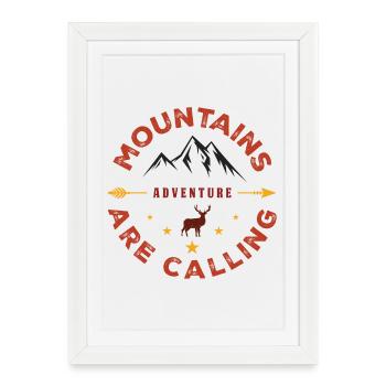 Les montagnes vous appellent - Aventure en plein air - Affiche encadrée (27 × 37 cm) - blanc - Devant