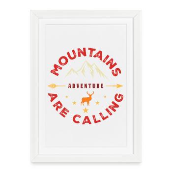 Mountains Are Calling - Outdoor Adventure - Framed poster (27 × 37 cm) - white - Front