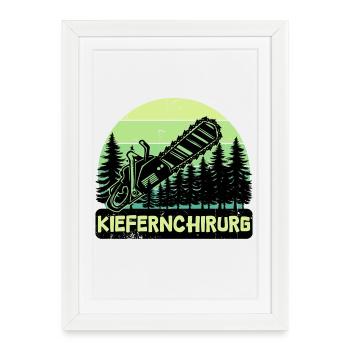 Bûcheron déclaration bois scie arbre boiseries - Affiche encadrée (27 × 37 cm) - blanc - Devant