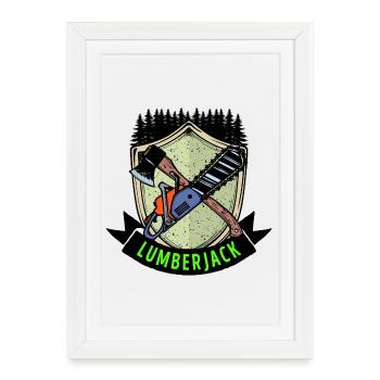 Hache bois scie dire menuiserie bûcheron bois - Affiche encadrée (27 × 37 cm) - blanc - Devant
