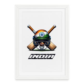 India elephant cricket helmet design - Framed poster (27 × 37 cm) - white - Front