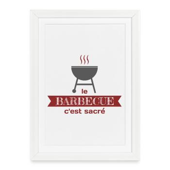 Le barbecue c'est sacré - Affiche encadrée (27 × 37 cm) - blanc - Devant