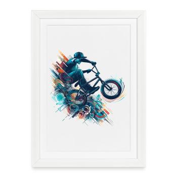 BMX Bike Bike Trick Bunny Hop cadeau - Affiche encadrée (27 × 37 cm) - blanc - Devant