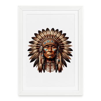 Amérindien Peau rouge d’Amérique - Affiche encadrée (27 × 37 cm) - blanc - Devant