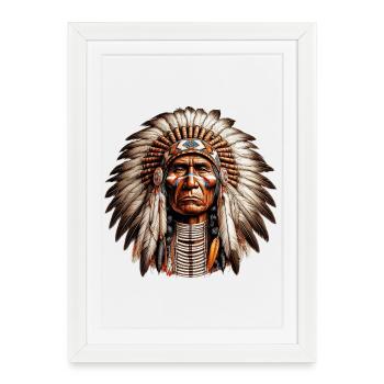 Amérindien Peau rouge d’Amérique - Affiche encadrée (27 × 37 cm) - blanc - Devant