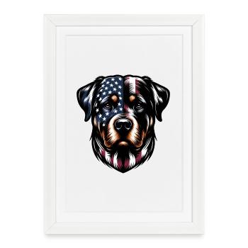 Design de chien Rottweiler USA - Affiche encadrée (27 × 37 cm) - blanc - Devant
