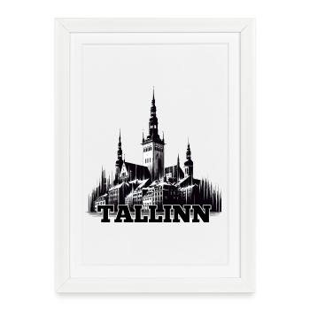 Tallinn Capital Estonie Pays Baltes Cadeau - Affiche encadrée (27 × 37 cm) - blanc - Devant