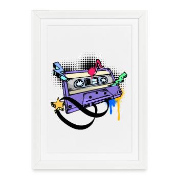 Funky Street Art Graffiti Kunst Strassenkunst - Affiche encadrée (27 × 37 cm) - blanc - Devant