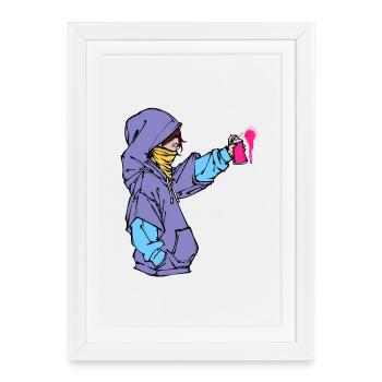 Graffiti Spray Can Art Street Art Pulvérisateur - Affiche encadrée (27 × 37 cm) - blanc - Devant