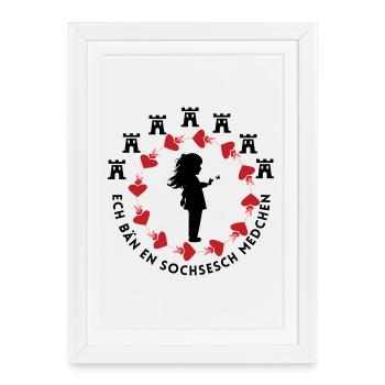 Siebenbürgen Design für Kinder "Sochsesch Medchen" - Gerahmtes Poster (27 × 37 cm) - Weiß - Vorne
