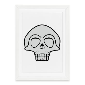 Conception de crâne gris - Affiche encadrée (27 × 37 cm) - blanc - Devant
