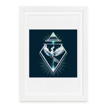 Wonderful white fantasy phoenix. - Framed poster (27 × 37 cm) - white - Front