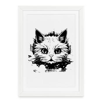 Cat Anime - Framed poster (27 × 37 cm) - white - Front
