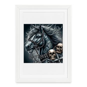 Cheval lourd - Affiche encadrée (27 × 37 cm) - blanc - Devant