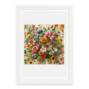 Flowers - Framed poster (27 × 37 cm) - white - Front