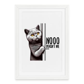 Non, je n’étais pas BKH Blue Cat cadeau - Affiche encadrée (27 × 37 cm) - blanc - Devant