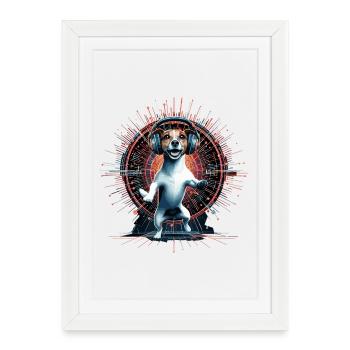Jack Russell Terrier Dances Music Gift - Framed poster (27 × 37 cm) - white - Front