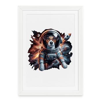 Astronaut Jack Russell Terrier Rocket Gift - Framed poster (27 × 37 cm) - white - Front