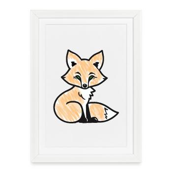 Renard roux (noir) - Affiche encadrée (27 × 37 cm) - blanc - Devant