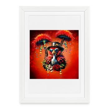 Superbe autruche steampunk colorée. - Affiche encadrée (27 × 37 cm) - blanc - Devant