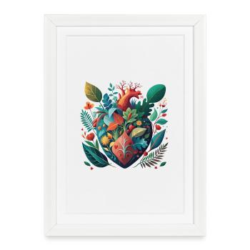 Rainbow Botanical Heart - Framed poster (27 × 37 cm) - white - Front