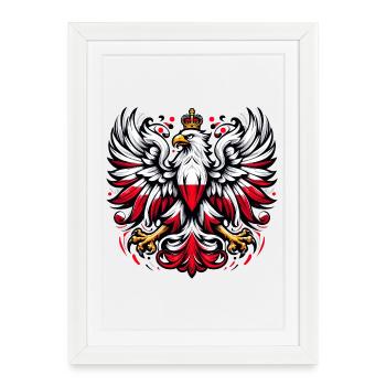 Pologne Polska polonais rouge blanc cadeau - Affiche encadrée (27 × 37 cm) - blanc - Devant