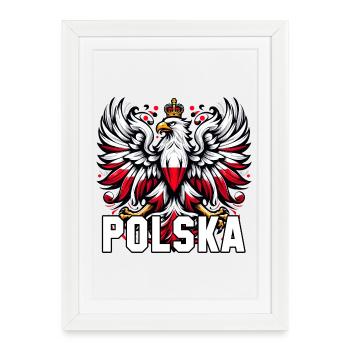Pologne Polska polonais rouge blanc cadeau - Affiche encadrée (27 × 37 cm) - blanc - Devant