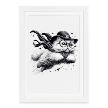Cadeau magique de chat persan blanc persan - Affiche encadrée (27 × 37 cm) - blanc - Devant