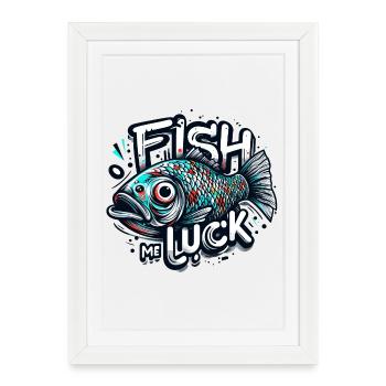 Poisson-moi chance cadeau de poker de pêche - Affiche encadrée (27 × 37 cm) - blanc - Devant