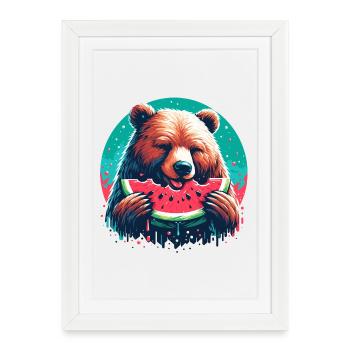 Pastèque ours cadeau délicieux - Affiche encadrée (27 × 37 cm) - blanc - Devant