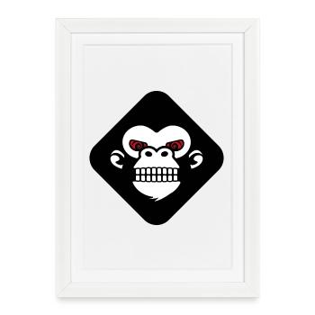 Logo des dents de gorille - Affiche encadrée (27 × 37 cm) - blanc - Devant