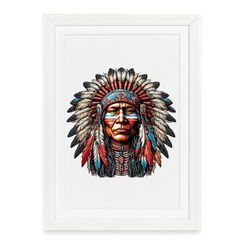 Amérindien Peau rouge d’Amérique - Affiche encadrée (27 × 37 cm) - blanc - Devant