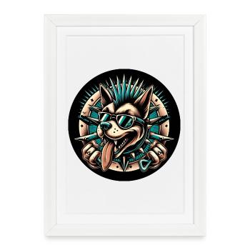 Punk Dog - Framed poster (27 × 37 cm) - white - Front