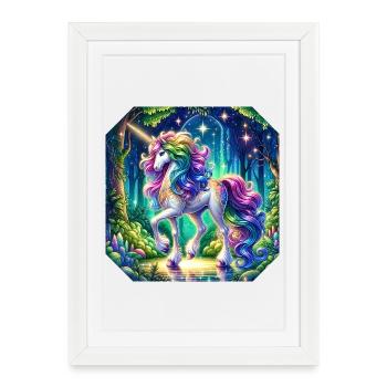 Fantaisie Licorne Chevaux Fans Licorne Amoureux - Affiche encadrée (27 × 37 cm) - blanc - Devant