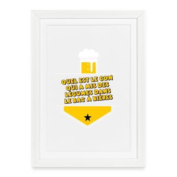 Qui a mis des légumes dans le bac à bières ? - Affiche encadrée (27 × 37 cm) - blanc - Devant