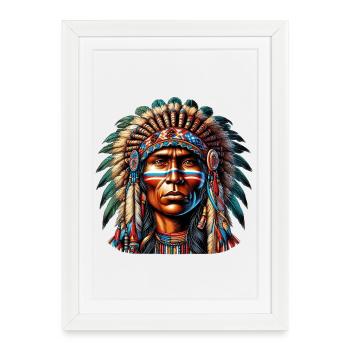 Amérindien Peau rouge d’Amérique - Affiche encadrée (27 × 37 cm) - blanc - Devant