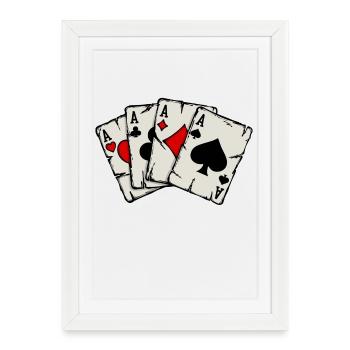 Jeux d’argent Casino Poker Jeu de cartes Jeux d’argent Poker - Affiche encadrée (27 × 37 cm) - blanc - Devant