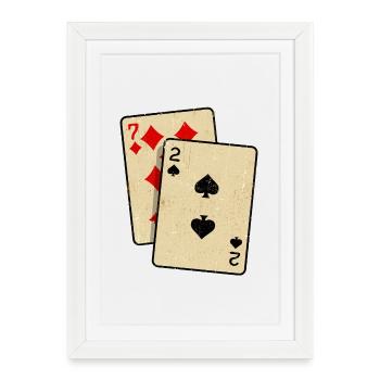 Poker Jeu de cartes Jeux de hasard Casino Poker Round - Affiche encadrée (27 × 37 cm) - blanc - Devant