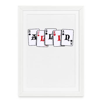 Jeux de cartes Jeux de hasard Casino Poker Jeux de hasard Poker - Affiche encadrée (27 × 37 cm) - blanc - Devant
