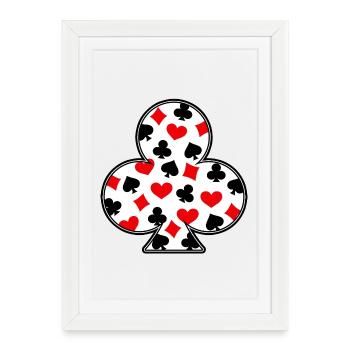 Poker Jeux d’argent Casino Jeux de cartes Jeux d’argent Poker - Affiche encadrée (27 × 37 cm) - blanc - Devant