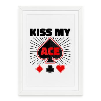 Jeu de cartes de joueur professionnel Poker Statement Casino - Affiche encadrée (27 × 37 cm) - blanc - Devant