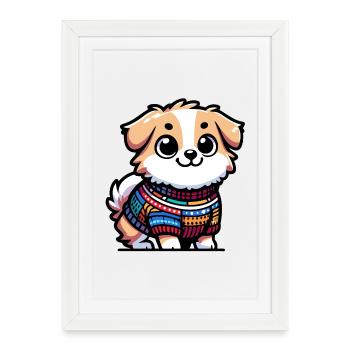 Snug Pup: The Sweater-Wearing Canine - Framed poster (27 × 37 cm) - white - Front