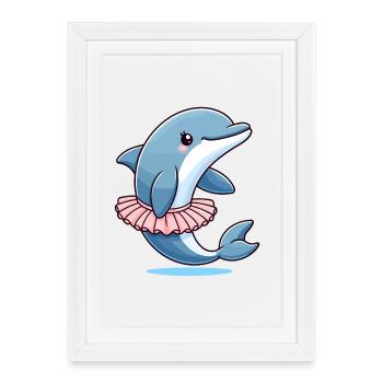 Balletic Dolphin: Graceful Waves - Framed poster (27 × 37 cm) - white - Front
