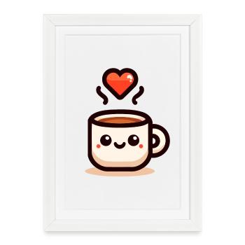 Cheery Cuppa : une gorgée d’amour - Affiche encadrée (27 × 37 cm) - blanc - Devant