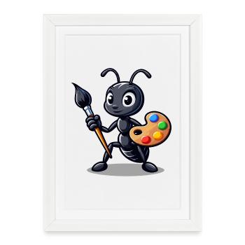 Fourmi artisane : l’illustrateur d’insectes - Affiche encadrée (27 × 37 cm) - blanc - Devant