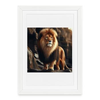 Lion - Affiche encadrée (27 × 37 cm) - blanc - Devant